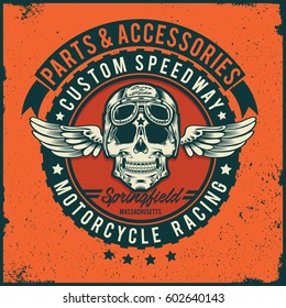 Custom Speedway / Motorcycle / skull / typography, t-shirt graphics, vectors