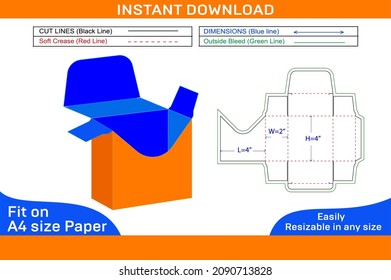 Custom straight tuck end box packaging dieline template and 3d box design vector file