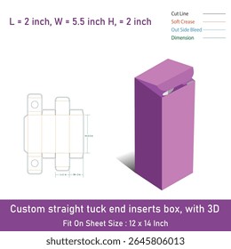 Custom straight tuck end inserts box, with 3D