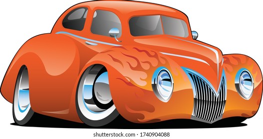 Custom Street Rod Vintage Car Cartoon Isolated Vector Illustration