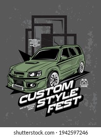 custom style fest, car modification contest illustration