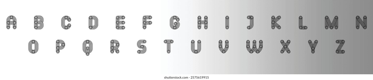 Custom style lettering font alphabet and numbers set. Vector stock illustration can be used in logo or any purpose. Colors can be easily editable and saved in EPS 10