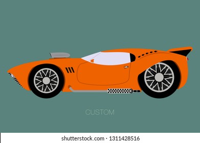custom supercar flat design, fully editable