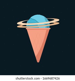 Custom sweet ice cream planet.New ice cream in planet sweet store.Vector illustration EPS.10