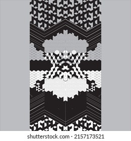 CUSTOM SYMMETRICAL GEOMETRIC PATTERN BASE SQUARE TRIANGLE AND LINING WAVE