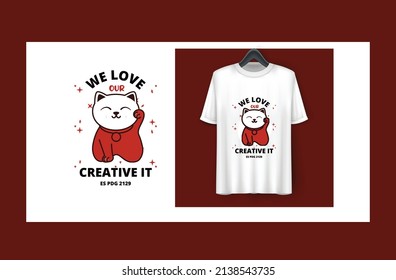 Custom T shirt design vector files. Print this cute Cat hug, Panda, Fotball lover T shirt design.