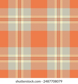 Tejido escocés personalizado, patrón de fondo de tela de trazo. Vector a cuadros de textura sin costuras en colores pastel y naranja paleta.