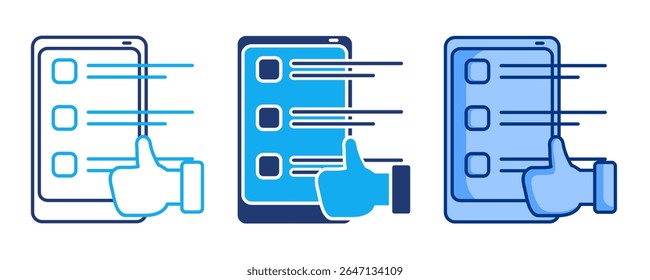 Ícone de sugestões de tarefas personalizadas representado pela lista de verificação de tarefas, toque manual Blue, Dualline, Dualtone style.