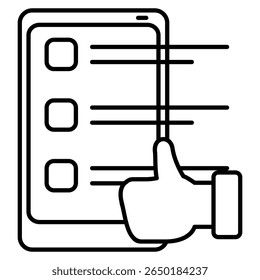 Ícone de sugestões de tarefa personalizada representado pela lista de verificação de tarefa, toque manual Estilo da linha.