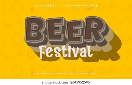 Festival de cerveja de efeito de texto personalizado com fonte de letras