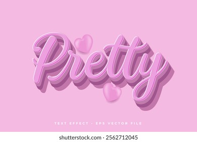 Custom text effect pretty with 3d lettering font