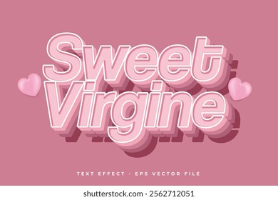 Custom text effect Sweet Virgine with 3d lettering font