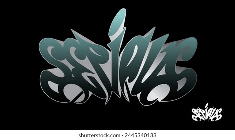 Texto personalizado en Vector estilo graffiti con degradado verde y negro