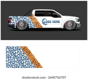 Custom truck wrap design with a unique firewood and gear logo concept. Perfect for a lumberjack or outdoor company.