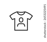 Custom T-shirt linear icon with avatar. Personalized clothing or influencer merchandise. Editable stroke.