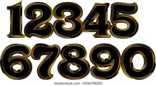 Custom typeface numerals made with abstract geometric shapes, numbers, gradient number