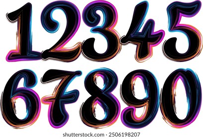 Custom typeface numerals made with abstract geometric shapes, numbers, gradient number