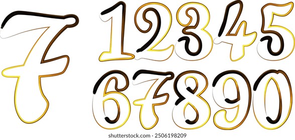 Custom typeface numerals made with abstract geometric shapes, numbers, gradient number