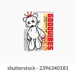 custom typography with a bear illustration melting  style for streetwear and urban style t-shirts design, hoodies, etc.