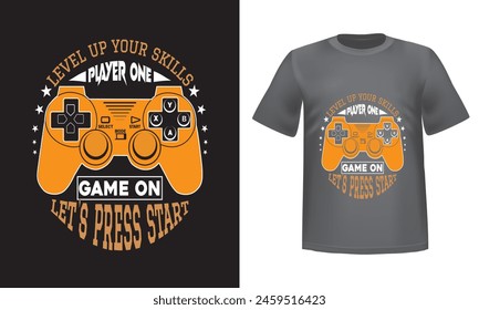 custom typography and graphic gaming t shirt design.