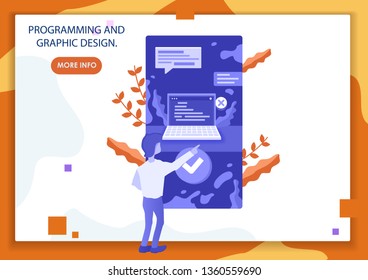 Custom UI design for mobile apps and apps. The designer is working on a new solution. Illustration in flat isometric style.