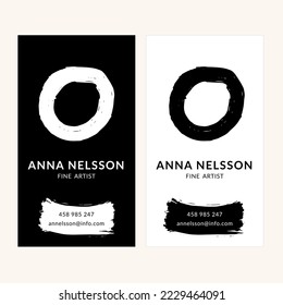Custom vector business cards templates with hand drawn grange dry brush stains