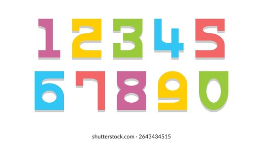 Custom vector creative color geometry shapes' numerals. font alphabet vector illustrations.