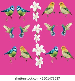 Custom vector seamless bird pattern very beautiful decoration. Wallpaper banner etc.