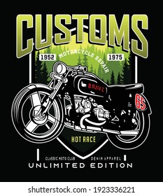 custom, vector typography motorcycle illustration graphic design