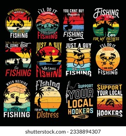 custom vintage fishing t-shirt design bundle, fishing SVG bundle t-shirt design svg