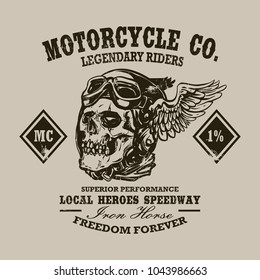 Custom vintage motorcycle print. Logos and design elements