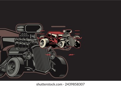 custom vintage sports car logo on black background	