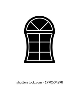 Custom Windows Black Glyph Icon. Fitting Design Into Window Opening. Unique, Distinctive Styles And Features. Special Shapes. Silhouette Symbol On White Space. Vector Isolated Illustration