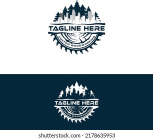 Custom Woodworking Logo Template White Background