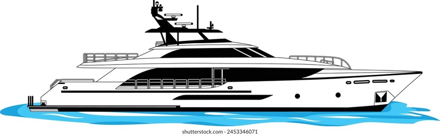 Custom Yacht drawing vector and illustration