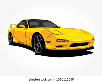 custom yellow car art vector illustration