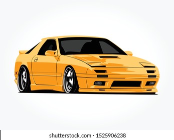 custom yellow car art vector illustration