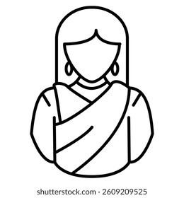 Customary icon represented by indian woman Line style.