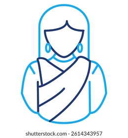 Customary icon represented by indian woman Dual Line style.