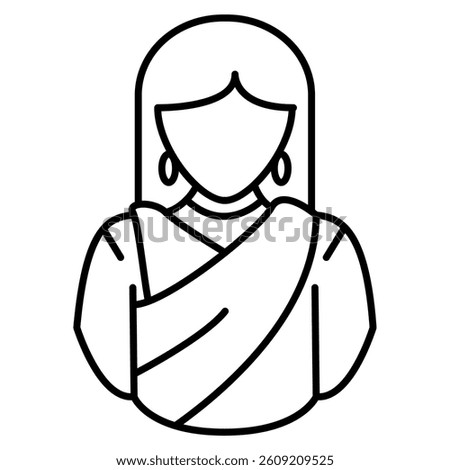 Customary icon represented by indian woman Line style.