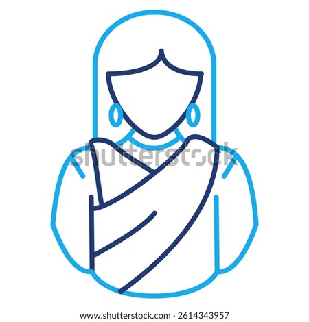 Customary icon represented by indian woman Dual Line style.