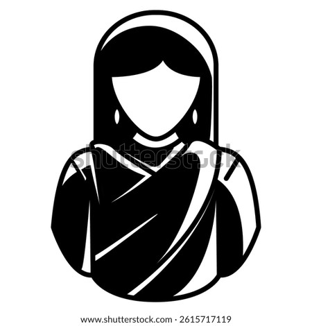 Customary icon represented by indian woman Black Filled style.