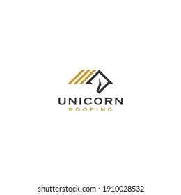 Custom,Creative and Abstract Unicorn, Horse and Roofing logo design 