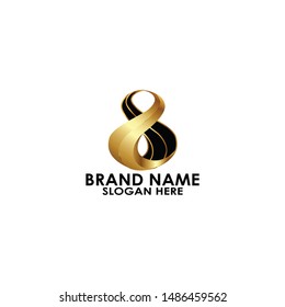 custome number 8 with shape gold luxury logo