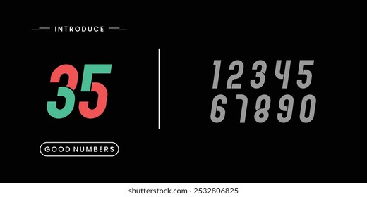 Custome number set vector font alphabet, modern dynamic flat design with brilliant colorful for your unique elements design.