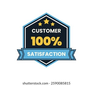 Customer 100% Satisfaction Guarantee Badge with Bold Typography and Stars