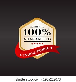 Customer 100% Satisfaction Guarantee Certification Badge In Gold And Silver. Shining Quality Emblems Of Product Packaging.
