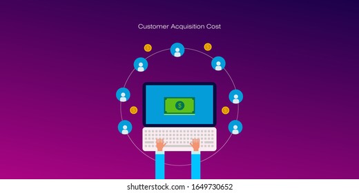 Customer acquisition cost - Cac, customer retention, digital advertising strategy - conceptual vector illustration