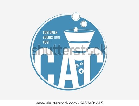Customer Acquisition Cost concept. CAC analytics and digital marketing expenses optimize strategies and visualize metrics for effective acquisition planning. Vector illustration isolated on white
