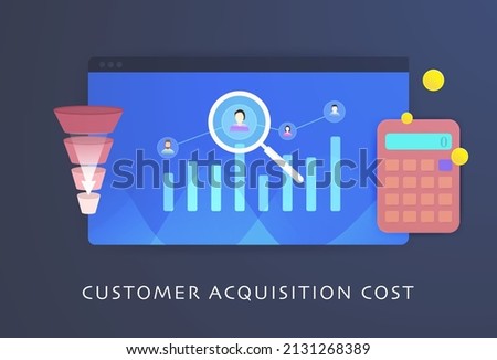 Customer Acquisition Cost and retention vector concept. Digital Marketing cost illustration. Cost per acquisition (CPA).